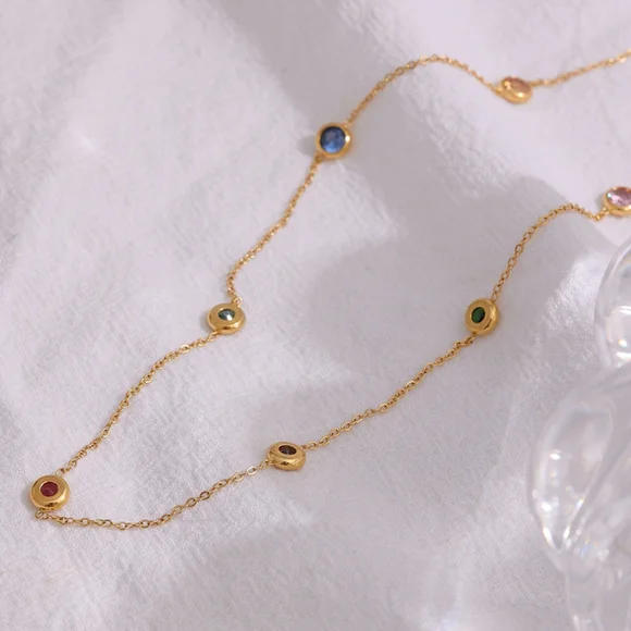 Delicate Colourful CZ Collar Necklace - Picture 4 of 8